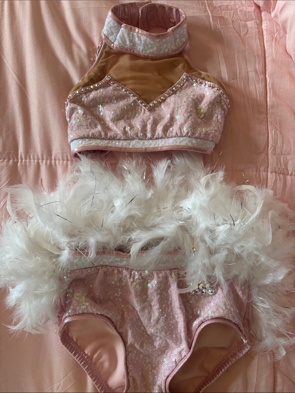 Kids Pink Sequin Dance Costume Set - Sparkle Two-Piece - Picture 4 of 5
